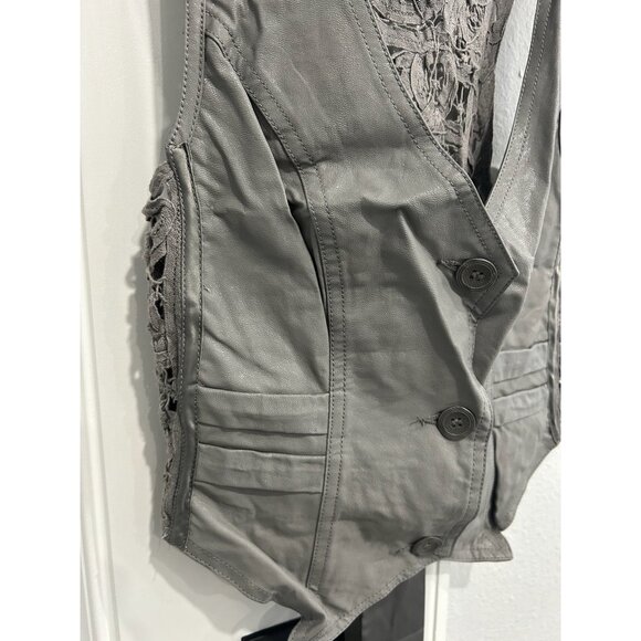 Monoreno Lace Button Vest Gray Size L Back Detail - Picture 4 of 9